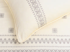Cream T-400 Embroidered Quilt Cover Set