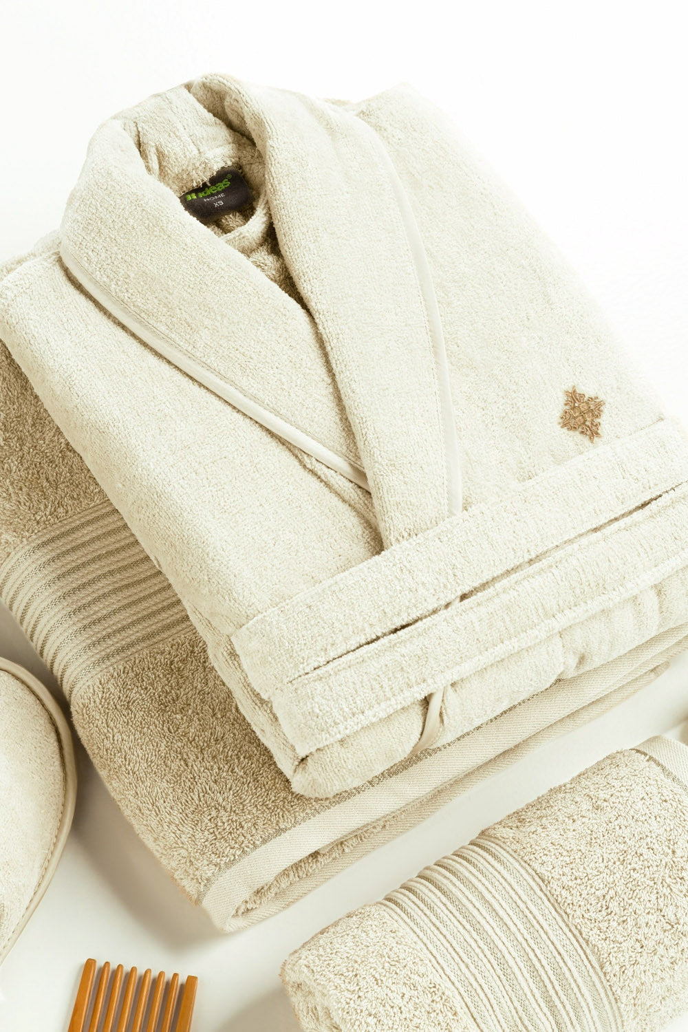 Cream Velour Bathrobe 22 W