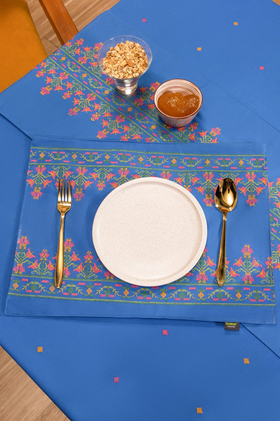 Cross Stitch Blue Placemat Pair