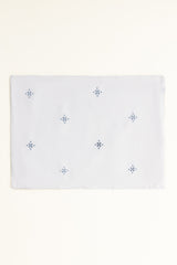 Blue Cross Stitch Embroidered Placemat Pair
