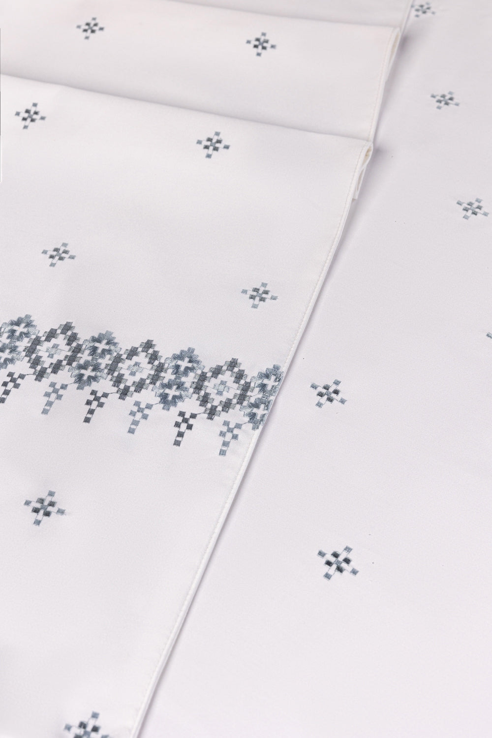 Blue Cross Stitch Embroidered Table Cover