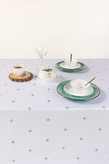 Blue Cross Stitch Embroidered Table Cover