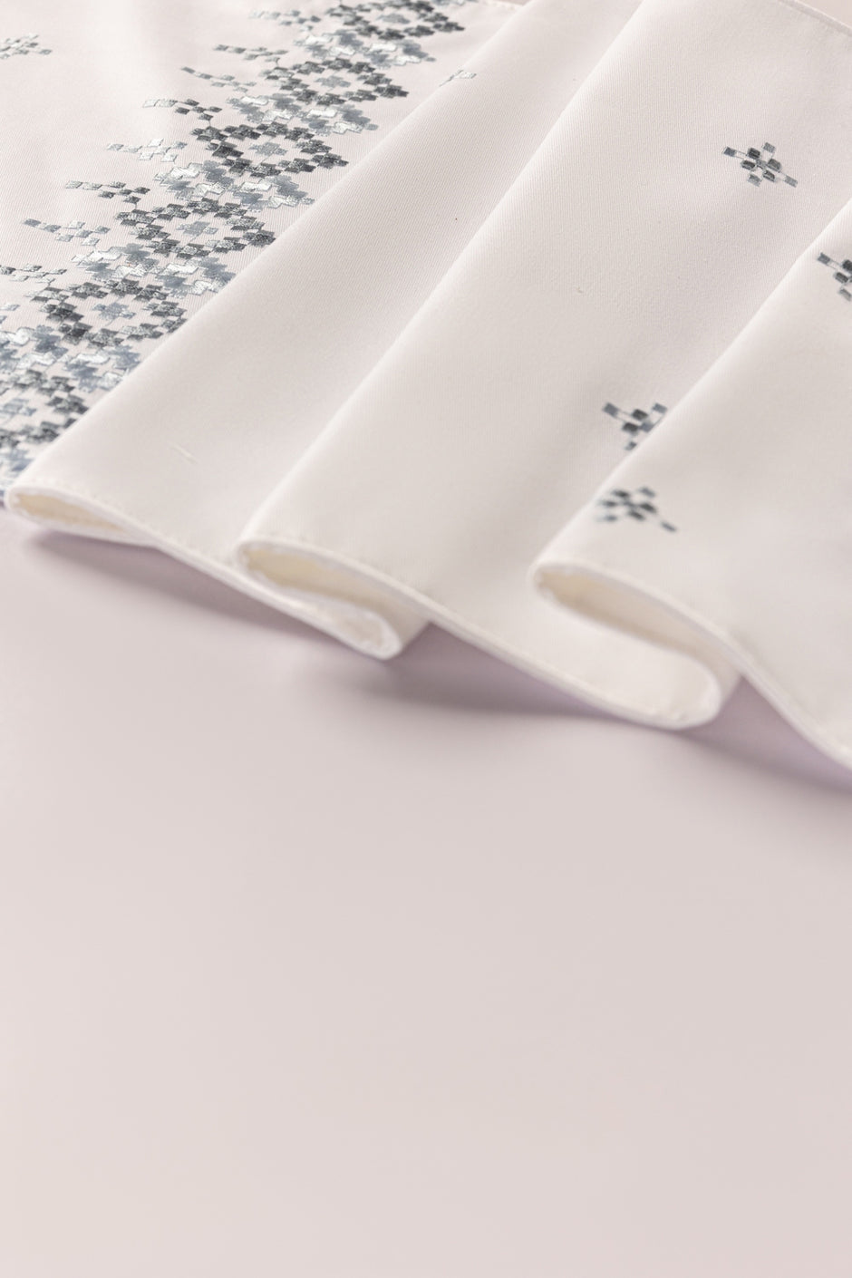Blue Cross Stitch Embroidered Table Runner