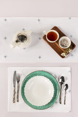 Blue Cross Stitch Embroidered Table Runner