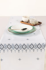 Blue Cross Stitch Embroidered Table Runner
