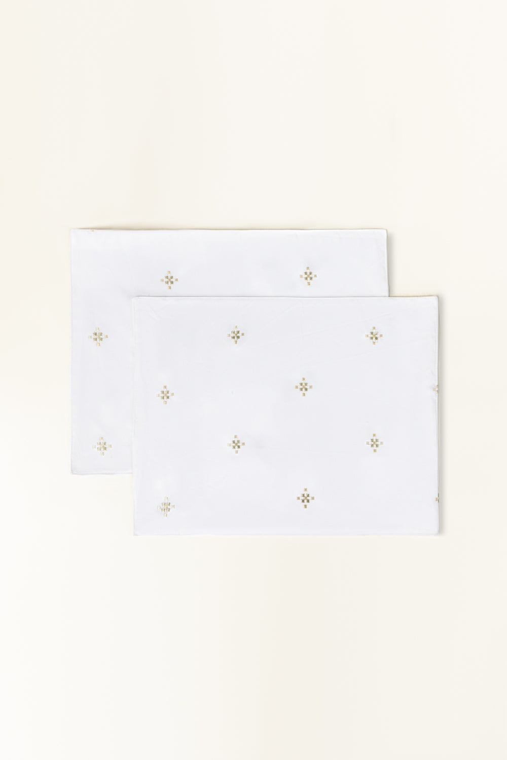 Green Cross Stitch Embroidered Placemat Pair