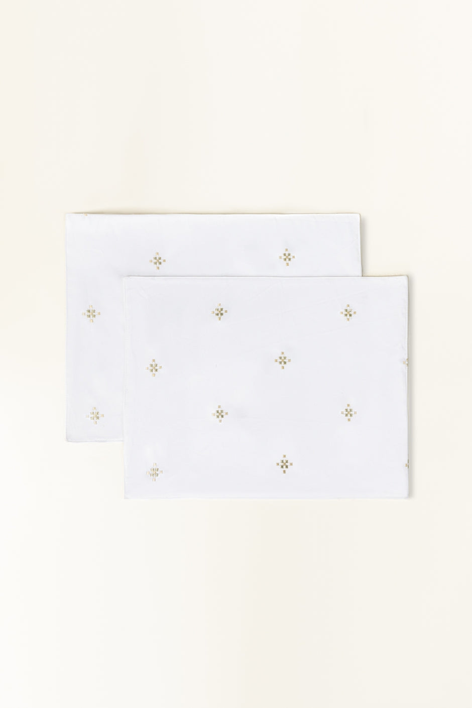 Green Cross Stitch Embroidered Placemat Pair