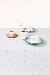 Green Cross Stitch Embroidered Table Cover