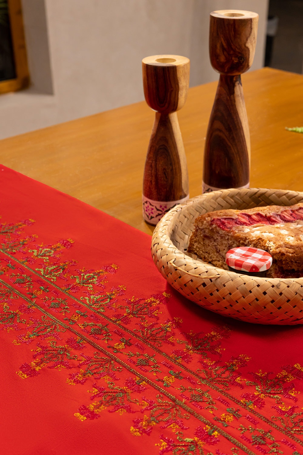 Cross Stitch Red Table Runner