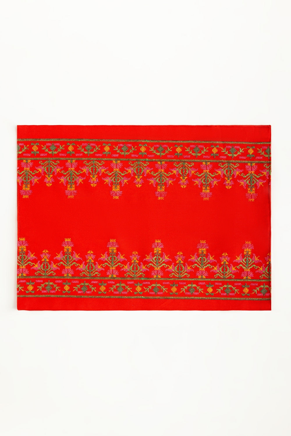 Cross Stitch Red Placemat Pair