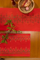 Cross Stitch Red Placemat Pair