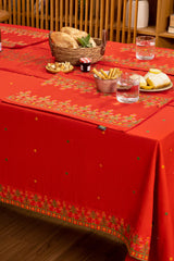 Cross Stitch Red Placemat Pair