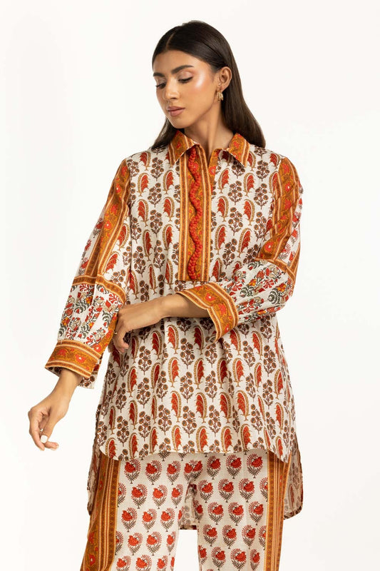 Cross Slub Printed Co-Ord Set IPST-55016