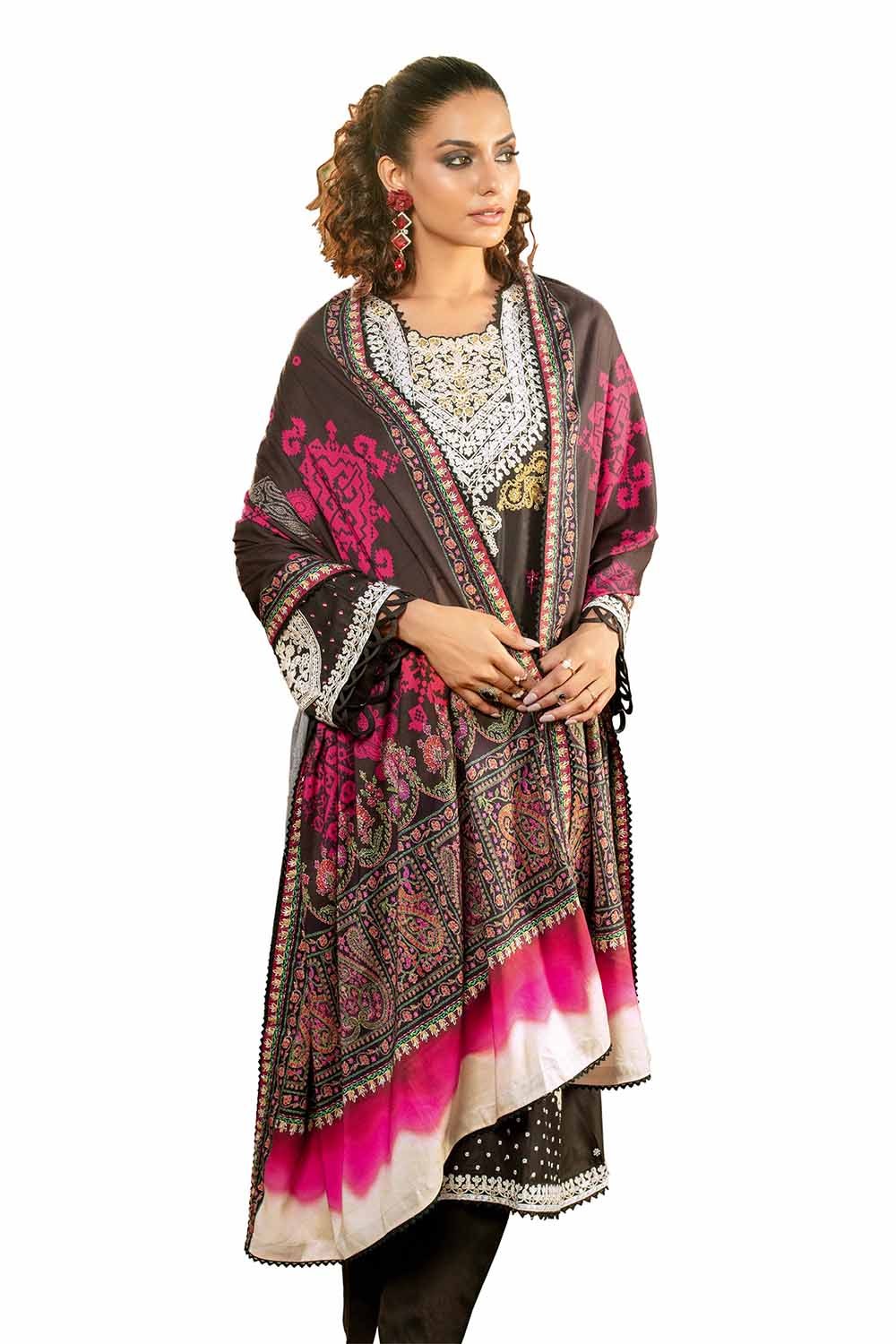 3 Piece Unstitched Embroidered Cotail Suit with Printed Twill Cotton Linen Dupatta CV-32010