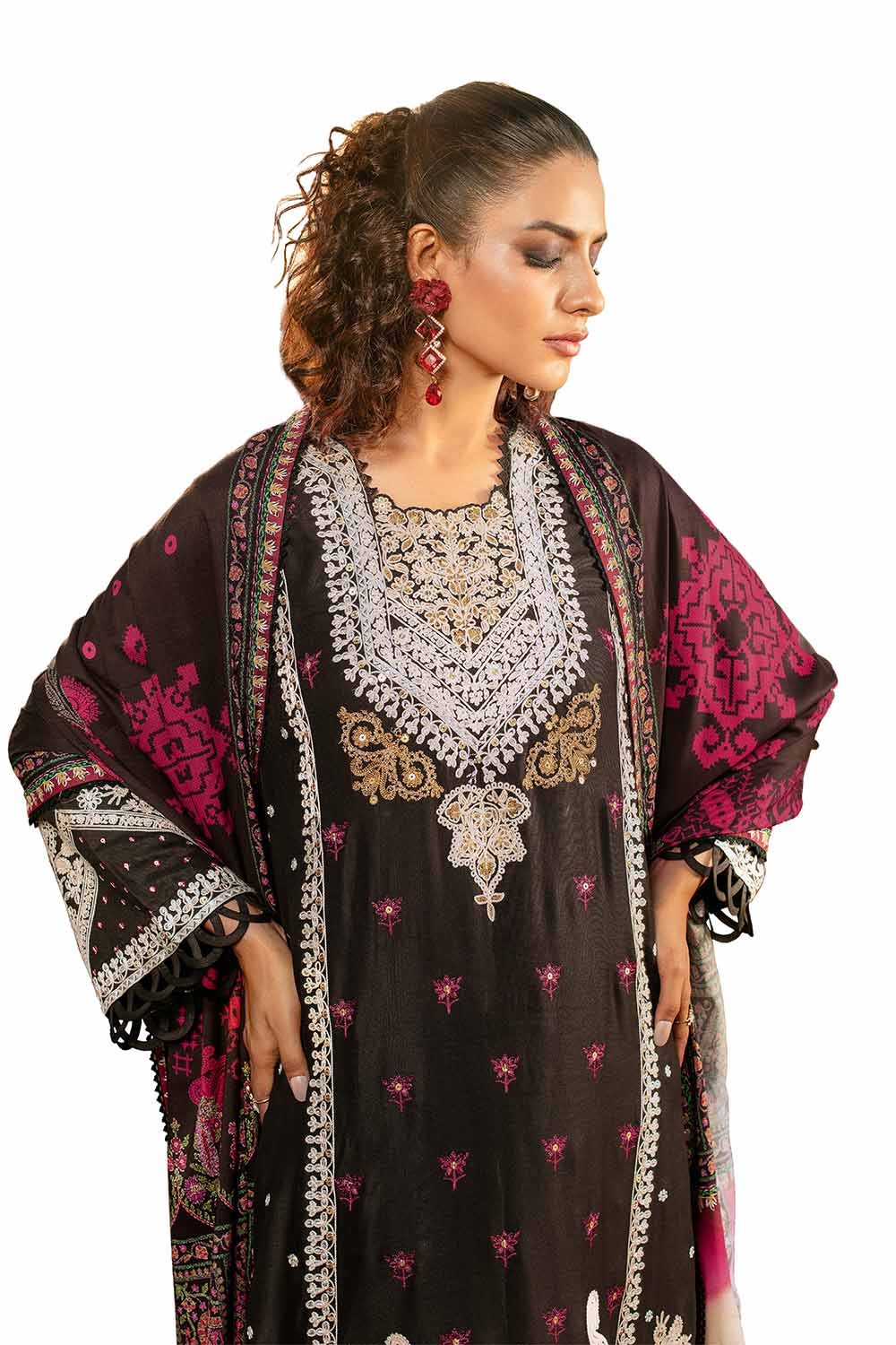 3 Piece Unstitched Embroidered Cotail Suit with Printed Twill Cotton Linen Dupatta CV-32010