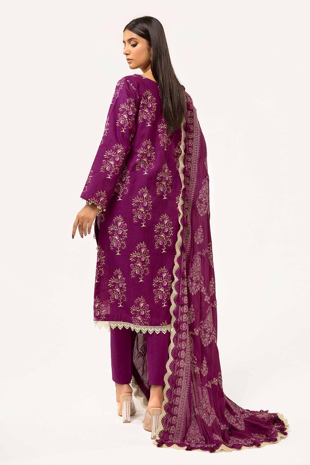 3 Piece Unstitched Printed Khaddar Suit with Embroidered Twill Cotton Linen Dupatta CV-42010