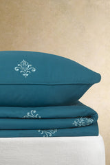 Damask Dyed Embroidered T-150 Bed Sheet Set