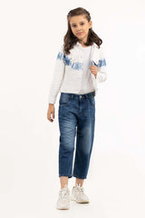 Junior Girl Dark Blue Denim Jeans 224-421-009