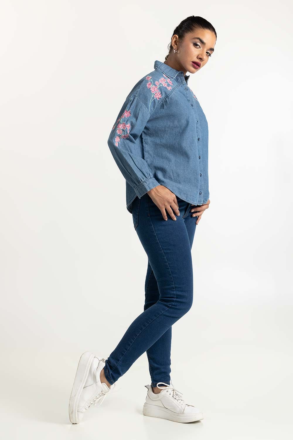 Dark Blue Denim Skinny Jeans 224-221-007