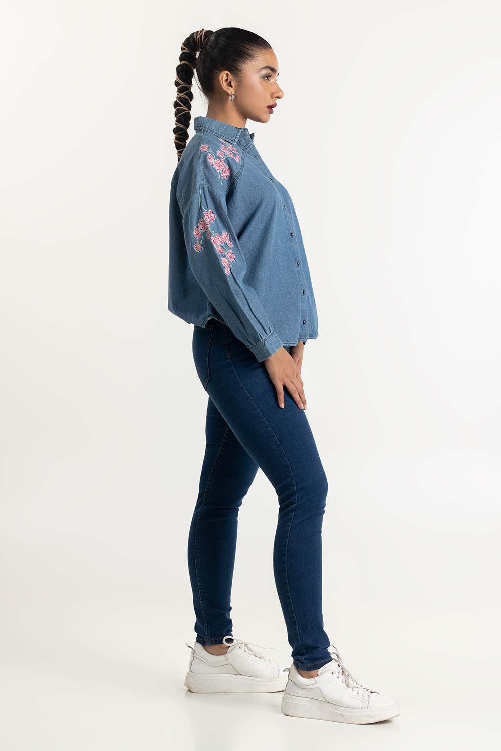 Dark Blue Denim Skinny Jeans 224-221-007