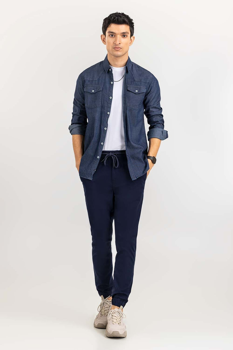 Dark Blue Yarn Dyed Casual Shirt