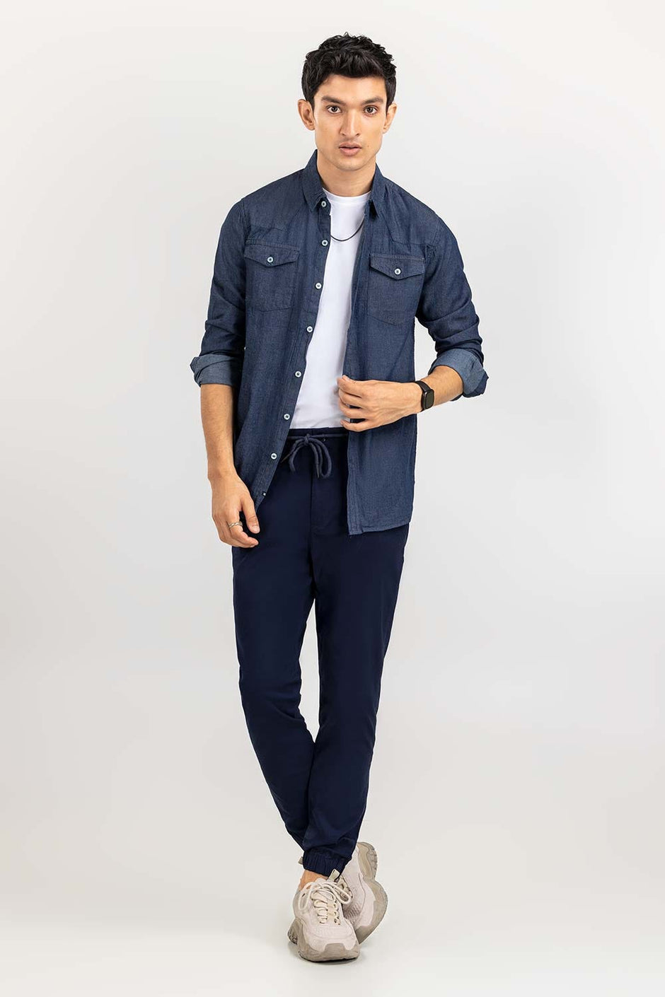 Dark Blue Yarn Dyed Casual Shirt