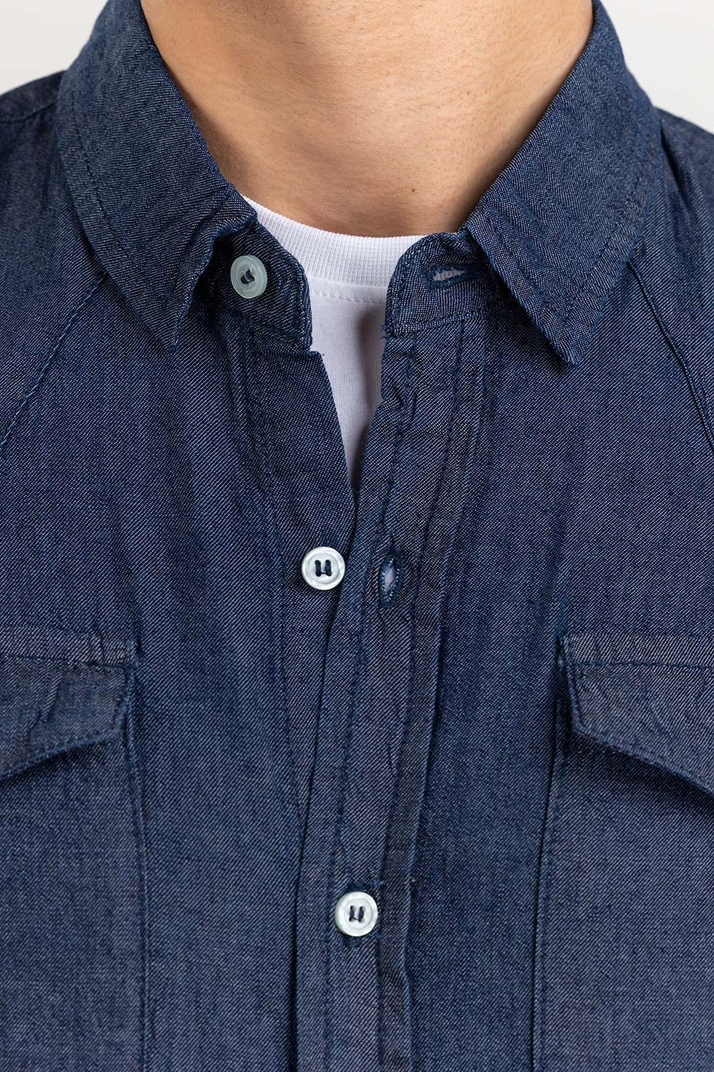 Dark Blue Yarn Dyed Casual Shirt