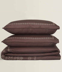 Dark Brown T-400 Embroidered Quilt Cover Set