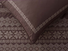 Dark Brown T-400 Embroidered Quilt Cover Set