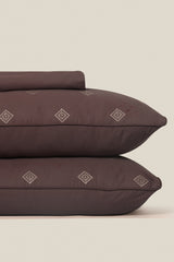 Dark Brown T-400 Embroidered Bed Sheet Set