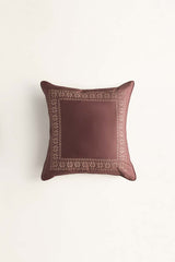 Dark Brown T-400 Embroidered Square Cushion Cover