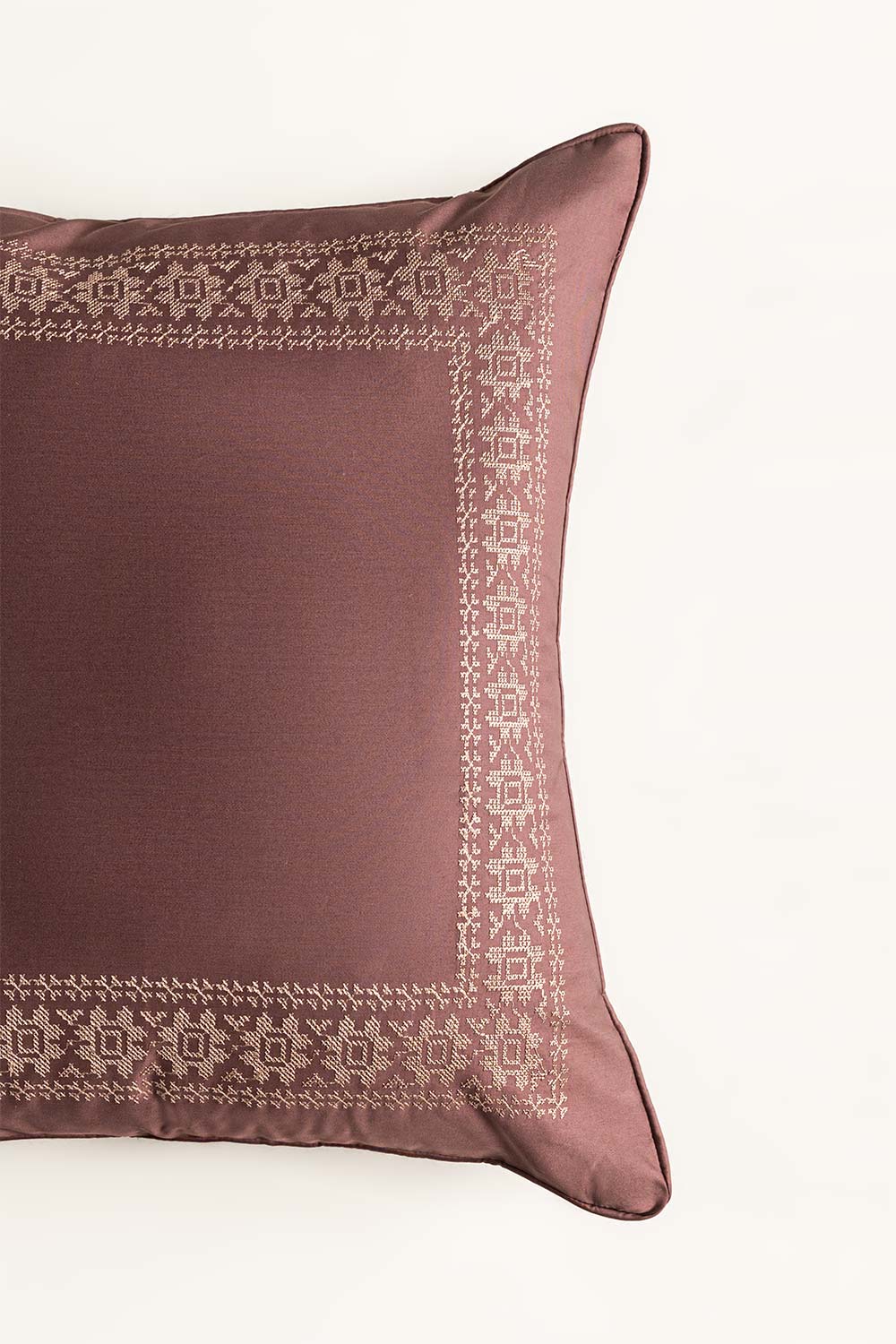 Dark Brown T-400 Embroidered Square Cushion Cover