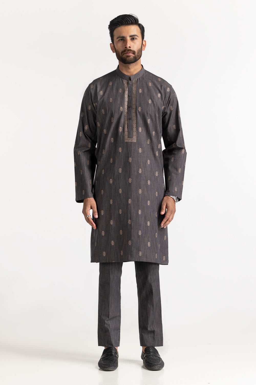 Dark Grey Embroidered Suit SK-E24-035