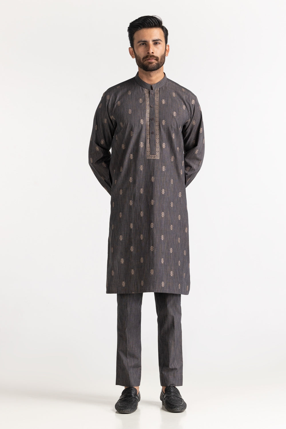 Dark Grey Embroidered Suit SK-E24-035