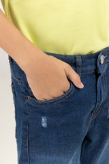 Junior Boy Dark Wash Basic Denim Shorts JBDB-2210003 A