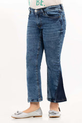 Junior Girl Dark Wash Basic Denim Jeans Mini Flare JGDB-2210056 A