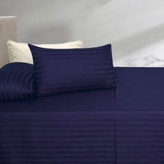 Deep Ocean Stripe Satin T-250 Bedsheet set