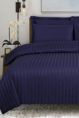 Deep Ocean Stripe Satin T-250 Quilt Cover set