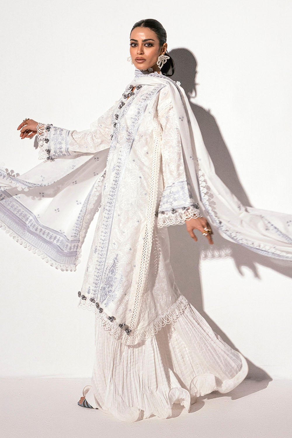 3 Piece Unstitched Embroidered Printed Denting Lawn Suit DN-42050