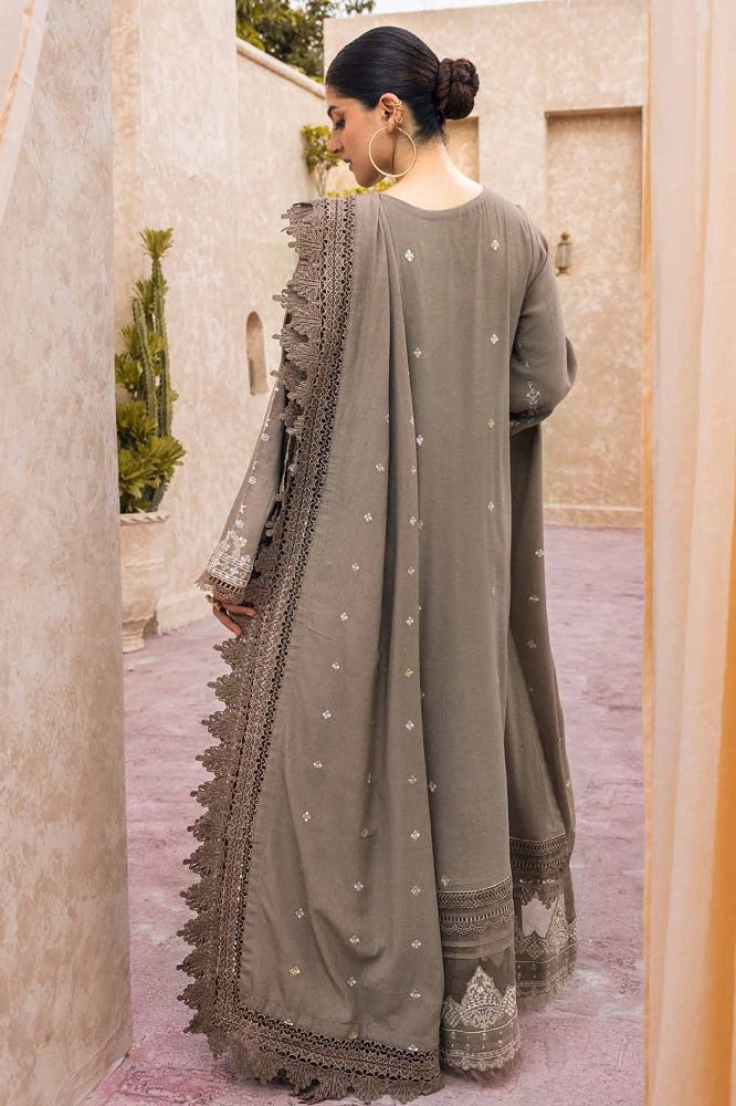 3 Piece Embroidered Karandi Unstitched Suit with Embroidered Karandi Dupatta