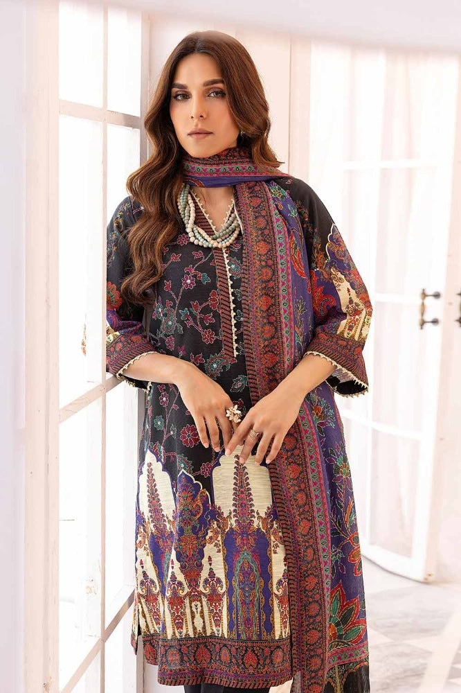 3 Piece Digital Printed Khaddar Unstitched Suit with Cotton Net Dupatta
