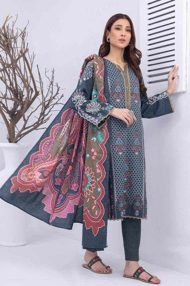 3 Piece Printed Karandi Unstitched Suit