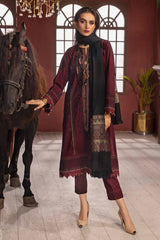 3 Piece Embroidered Khaddar Unstitched Suit with Pashmina Shawl AP-32085