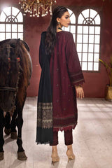 3 Piece Embroidered Khaddar Unstitched Suit with Pashmina Shawl AP-32085