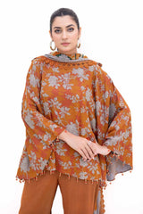 3 Piece Unstitched Printed Dhanak Suit DH-42001