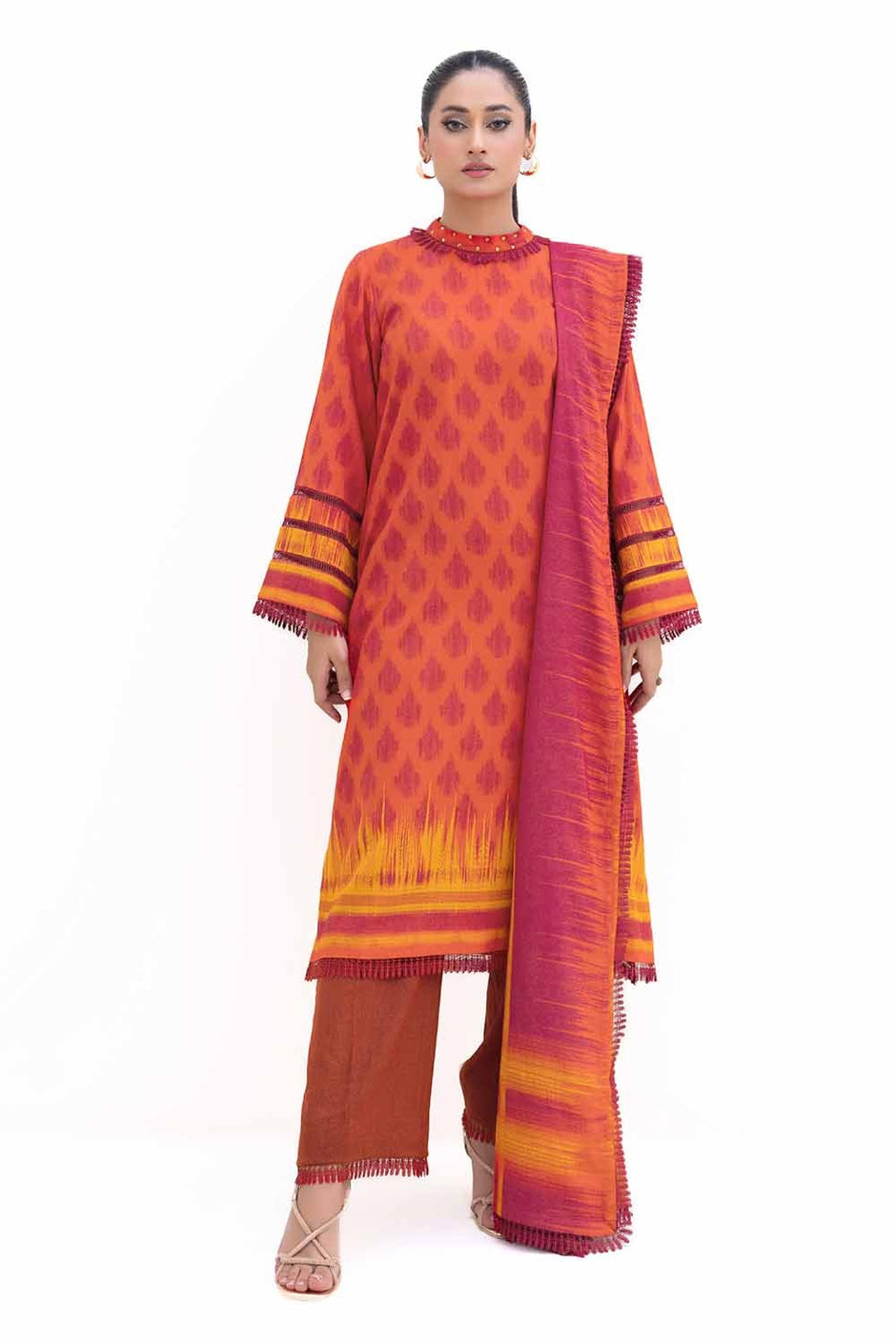 3 Piece Unstitched Printed Dhanak Suit