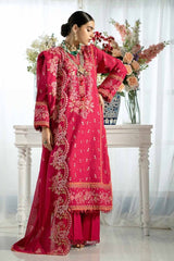 3 Piece Embroidered Lawn Unstitched Suit with Embroidered Denting Lawn Dupatta DN-42010
