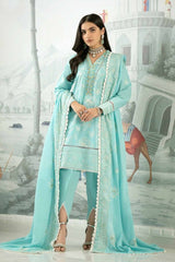 3 Piece Embroidered Lawn Unstitched Suit with Embroidered Denting Lawn Dupatta DN-42011