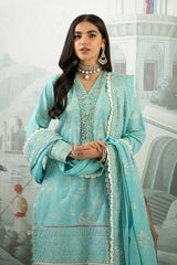 3 Piece Embroidered Lawn Unstitched Suit with Embroidered Denting Lawn Dupatta DN-42011