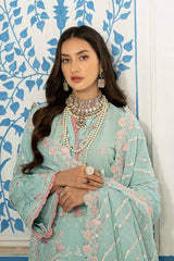 3 Piece Embroidered Lawn Unstitched Suit with Embroidered Denting Lawn Dupatta DN-42017